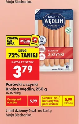 Kiełbasa biała z szynki Kraina wędlin promocja w Biedronka