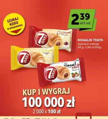 Rogalik 7Days Croissant z nadzieniem kakaowym promocja w Euro Sklep
