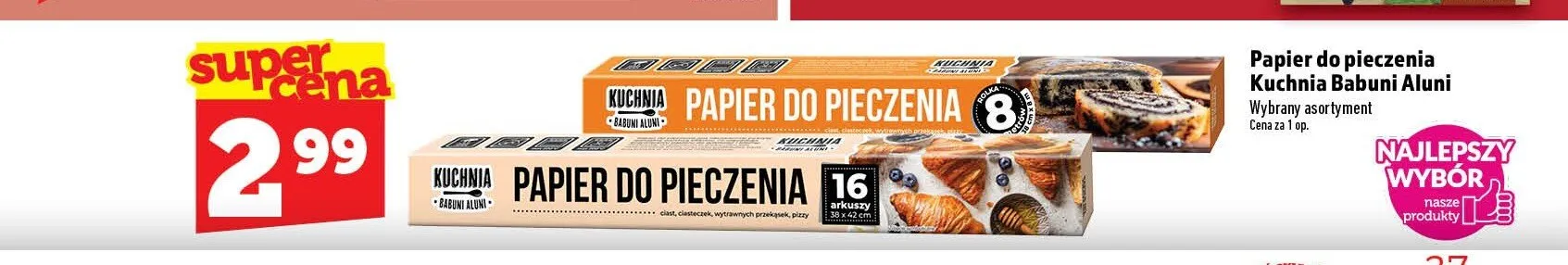 Papier do pieczenia Kuchnia Babuni Aluni 16 arkuszy promocja w TOPAZ