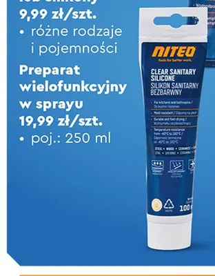 Silikon sanitarny bezbarwny NITEO promocja w Biedronka