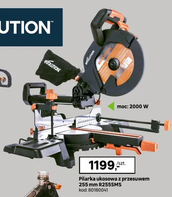 Pilarka ukosowa z przesuwem Evolution R255SMS 255 mm 2000W promocja w Leroy Merlin