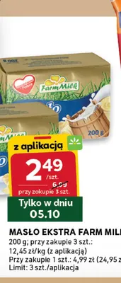 Masło ekstra Farm Milk promocja w Stokrotka