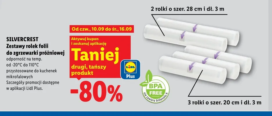 Folia do zgrzewarki próżniowej Silvercrest 20 cm 3 m 3-pak promocja w Lidl
