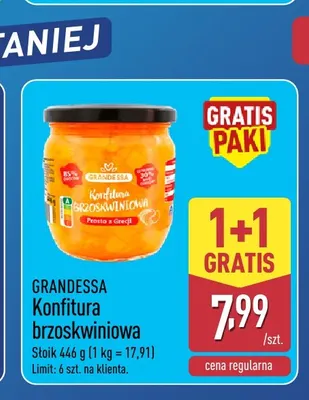 Konfitura brzoskwiniowa Grandessa promocja w Aldi