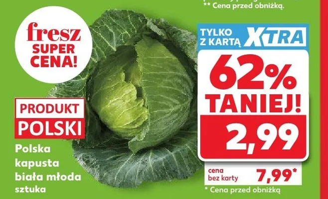 Polska kapusta biała młoda promocja w Kaufland