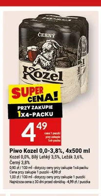 Piwo Kozel 0,0% 4-pak 500ml promocja w Twój Market