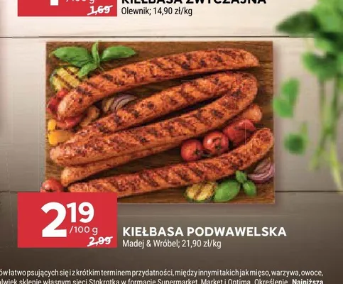 Kiełbasa podwawelska Madej & Wróbel promocja w Stokrotka