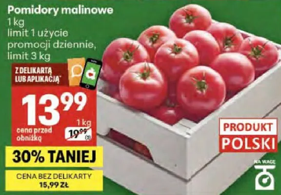 Pomidory malinowe promocja w Delikatesy Centrum