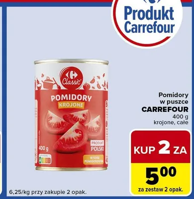 Pomidory w puszce Carrefour krojone promocja w Carrefour Express