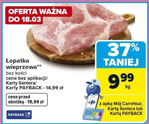 Łopatka wieprzowa bez kości promocja w Carrefour Market