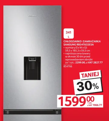 Chłodziarko-zamrażarka Samsung RB34T632ESA promocja w Selgros