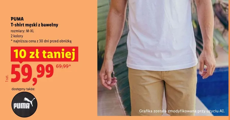 T-shirt męski z bawełny PUMA promocja w Lidl
