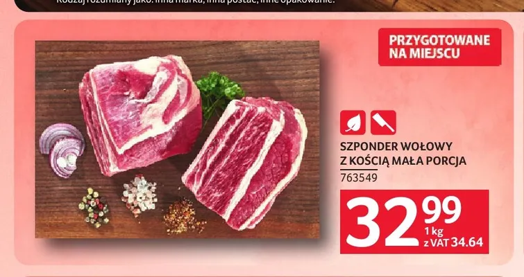 Szponder wołowy z kością mała porcja promocja w Selgros