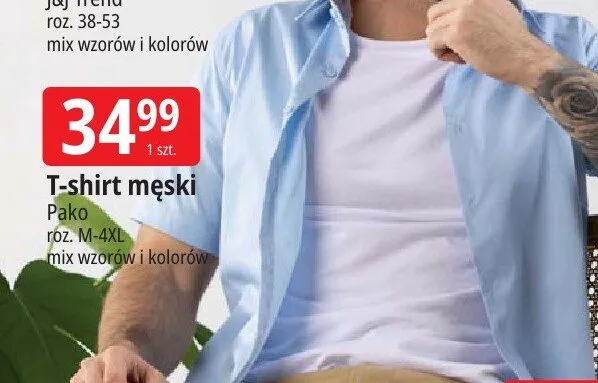 T-shirt męski Pako roz. M-4XL mix wzorów i kolorów promocja w Leclerc
