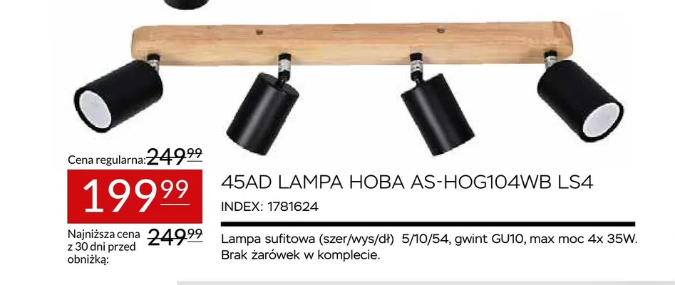 Lampa 45AD Hoba AS-HOG104WB LS4 promocja w Abra Meble