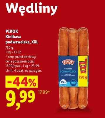 Kiełbasa podwawelska XXL Pikok promocja w Lidl