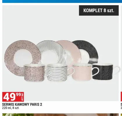 Serwis kawowy Paris 2 220 ml 8 szt. promocja w Merkury Market