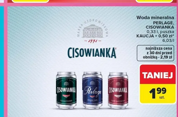 Woda mineralna Cisowianka Silnie Gazowana promocja w Carrefour