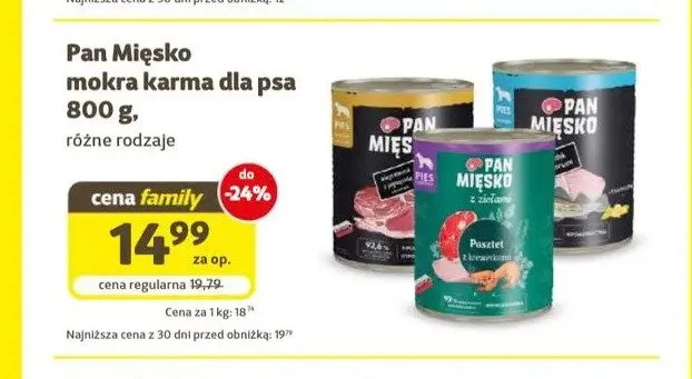 Mokra karma dla psa Pan Mięsko z cielęciną promocja w Super Zoo