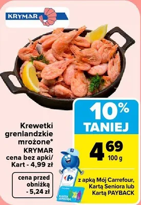 Krewetki grenlandzkie mrożone Krymar promocja w Carrefour