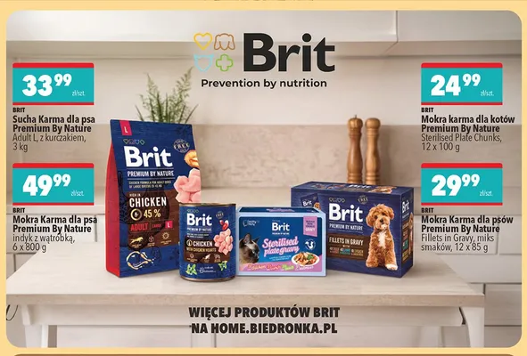 Mokra karma dla psów Brit Premium By Nature Fillets in Gravy miks smaków promocja w Biedronka
