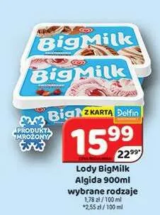 Lody Big Milk śmietankowe Algida promocja w Delfin