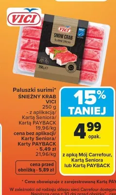 Paluszki surimi śnieżny krab promocja w Carrefour