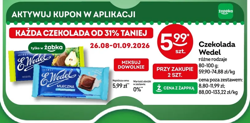 Czekolada E.Wedel promocja w Żabka