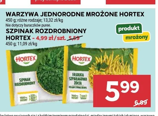 Warzywa jednorodne mrożone Hortex promocja w Stokrotka