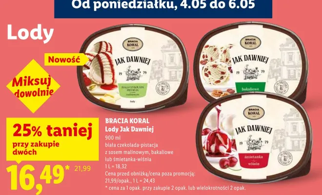 Lody Jak Dawniej Bracia Koral bakaliowe promocja w Lidl