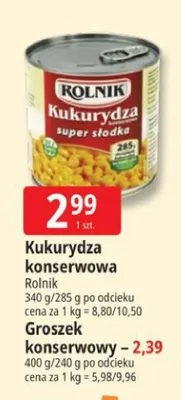 Kukurydza konserwowa Rolnik promocja w Leclerc