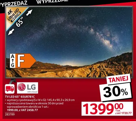 Telewizor LED 65'' 65UR781C Lg promocja w Selgros