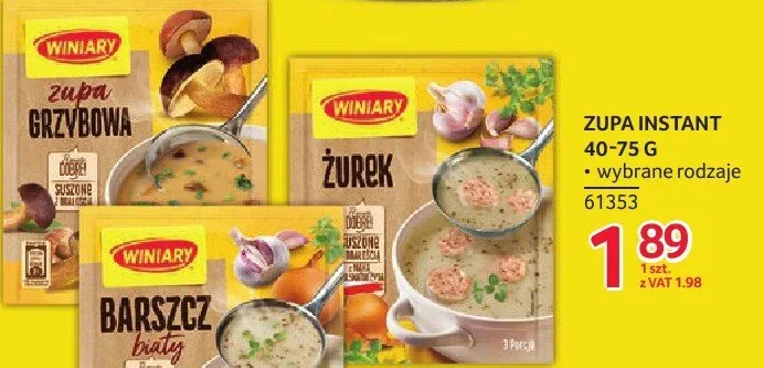 Zupa instant Winiary 40-75g promocja w Selgros
