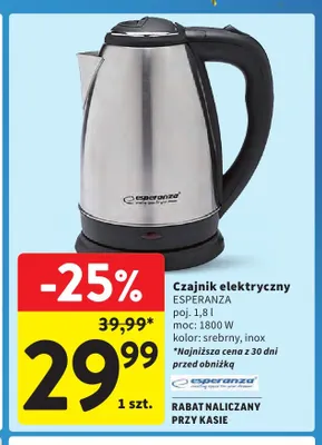 Czajnik elektryczny 1,8 l Esperanza promocja w Intermarche