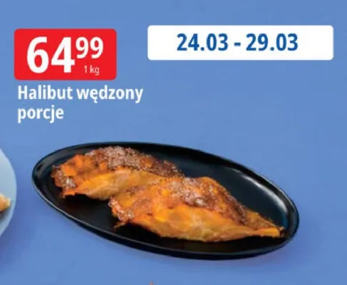 Halibut wędzony porcje promocja w Leclerc