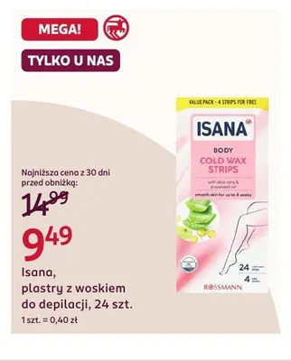 Plastry z woskiem do depilacji Isana promocja w Rossmann