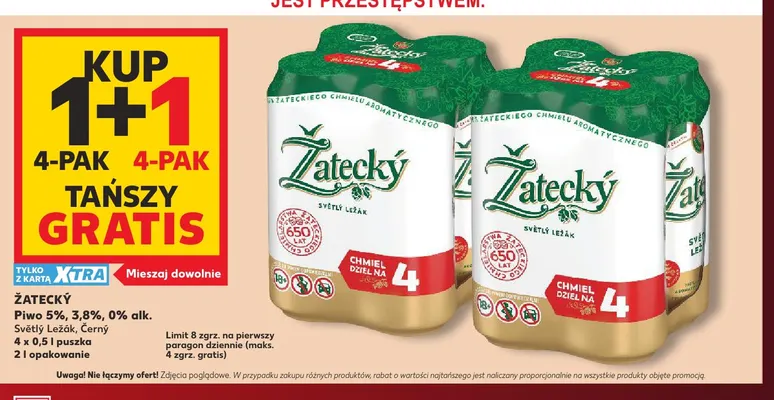 Piwo Žatecký Světlý Ležák 4-pak 500 ml promocja w Kaufland