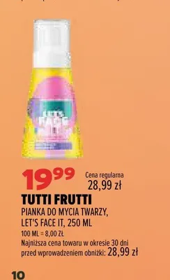 Pianka do mycia twarzy Tutti Frutti Let's Face It promocja w Drogerie Natura