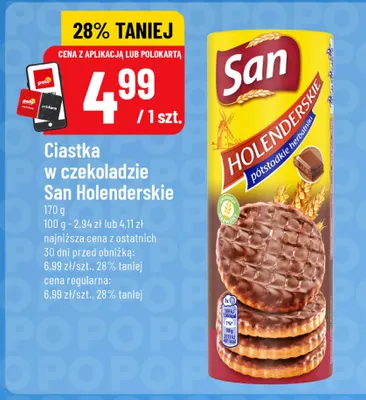 Ciastka w czekoladzie San Holenderskie promocja w POLOmarket