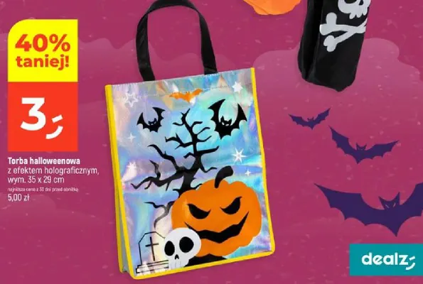 Torba halloweenowa z efektem holograficznym wym. 35x29 cm promocja w Dealz