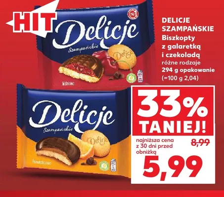 Biszkopty z galaretką i czekoladą Delicje Szampańskie promocja w Kaufland