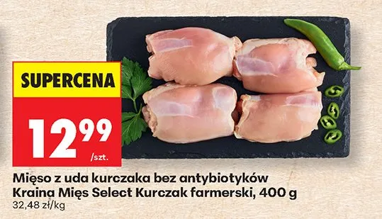 Mięso z uda kurczaka bez antybiotyków Kraina Mięs Select Kurczak farmerski promocja w Biedronka