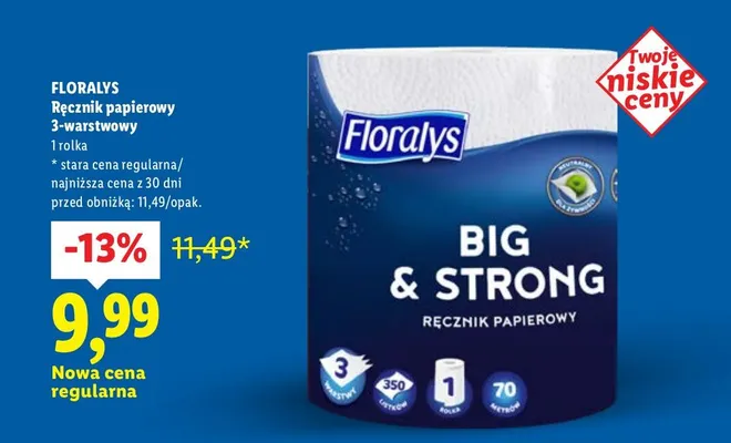 Ręcznik papierowy 3-warstwowy Big & Strong promocja w Lidl