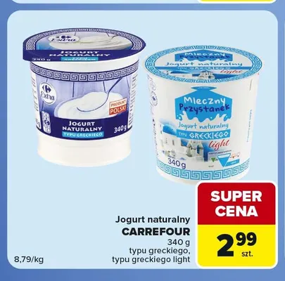 Jogurt naturalny typu greckiego light Carrefour promocja w Carrefour Market