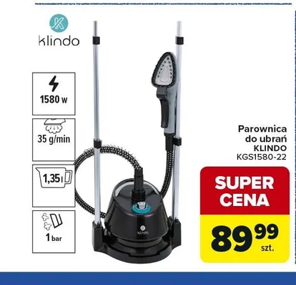 Parownica do ubrań KLINDO KGS1580-22 1580W 35g/min 1,35l 1bar promocja w Carrefour Market