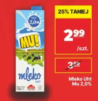 Mleko UHT Mu! 2,0% promocja w API Market