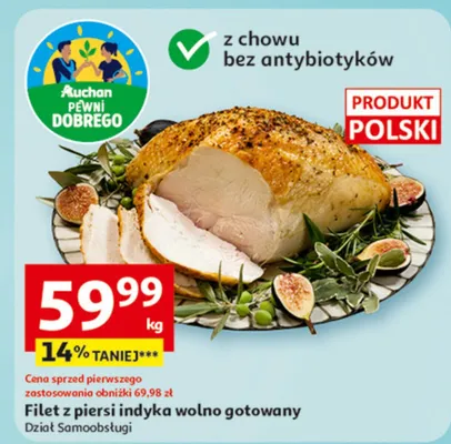 Filet z piersi indyka wolno gotowany promocja w Auchan