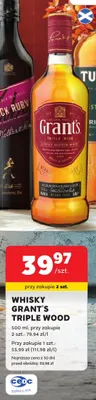 Whisky Grant's Triple Wood promocja w Stokrotka