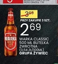 Piwo Warka Classic butelka zwrotna 500ml promocja w Wafelek