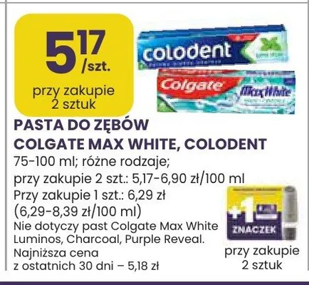 Pasta do zębów shine crystals Colgate max white promocja w Stokrotka